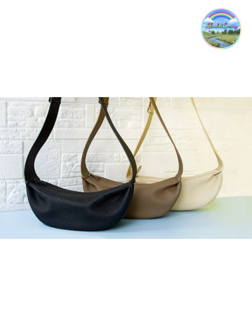Genuine Leather Sling Bag Crossbody Hobo with Wide Strap